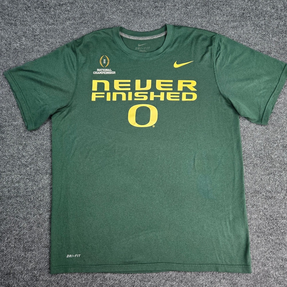 Nike Oregon Ducks Shirt L Green NCAA Football Never Finished Mens Graphic Tee